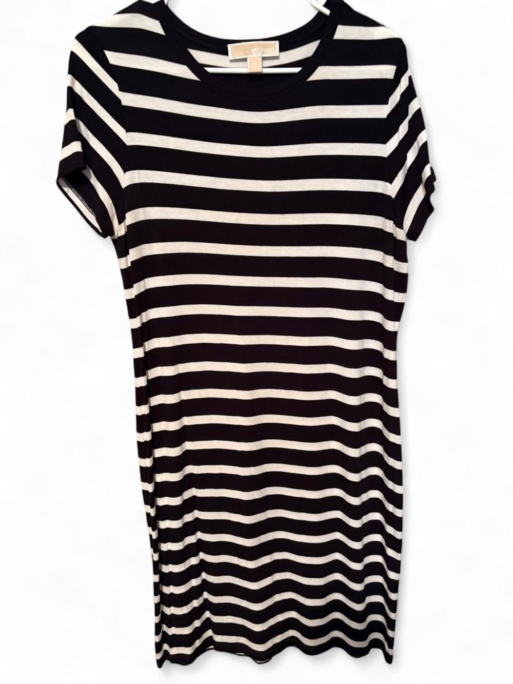 Michael Kors Black and White Striped Midi Dress